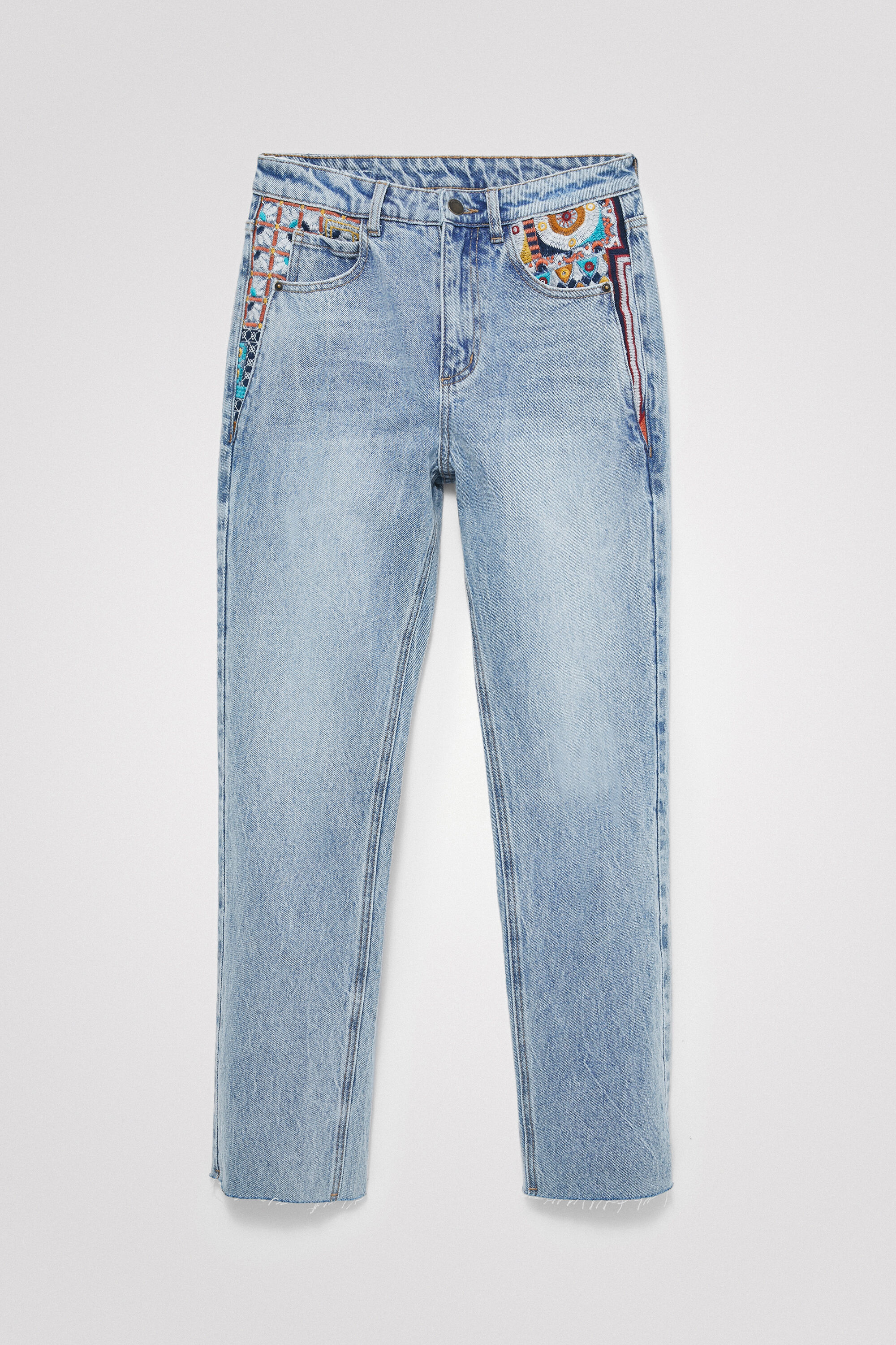 Straight cropped motif jeans | Desigual.com